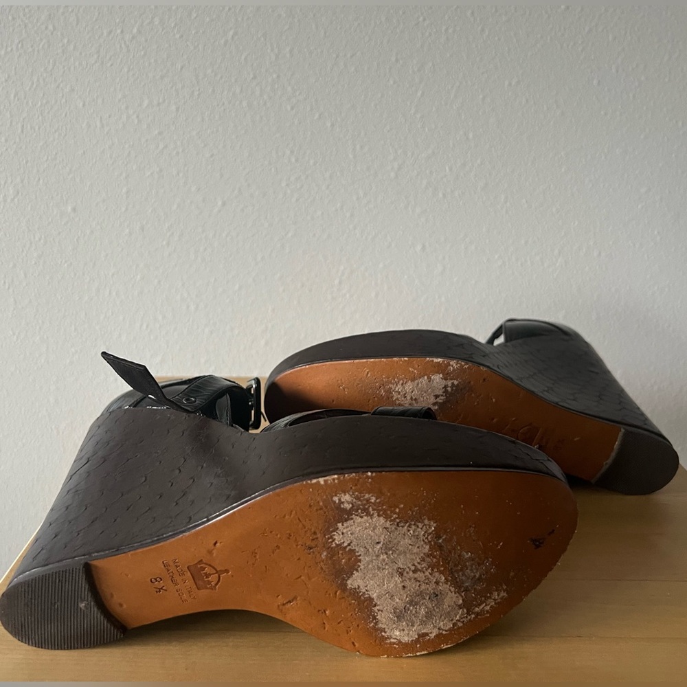 Vintage Colin Robertson Leather Wedge Sandals - Picture 9 of 12